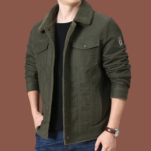 上衣棉衣男 棉袄纯棉翻领秋冬装 2021冬季 外套加绒加厚棉服宽松工装