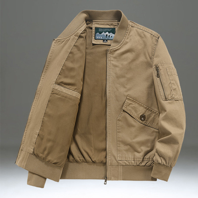 春秋季外套男飞行夹克美式复古休闲棒球服纯棉大码宽松工装上衣潮