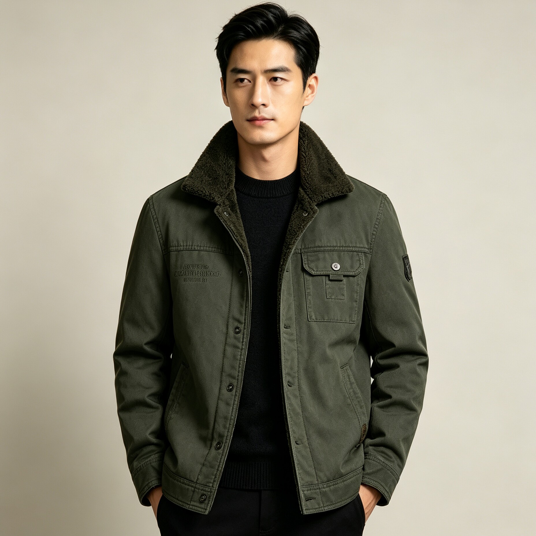 2026新款棉衣男冬季加绒加厚棉服男宽松大码翻领保暖棉袄男外套潮