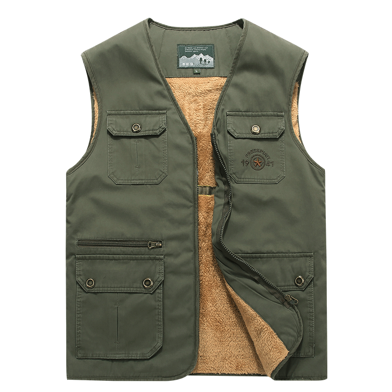 秋冬马甲男加绒厚多口袋坎肩马夹