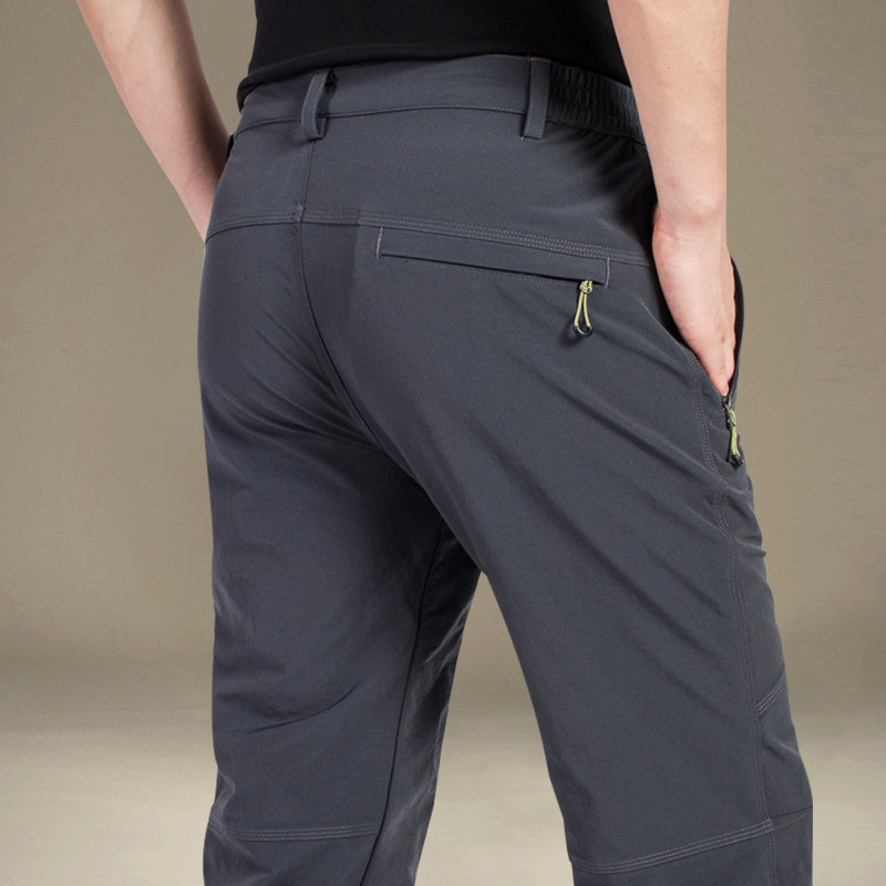 运动裤子男装秋季户外速干裤宽松冲锋防风工装登山休闲长裤冬厚款