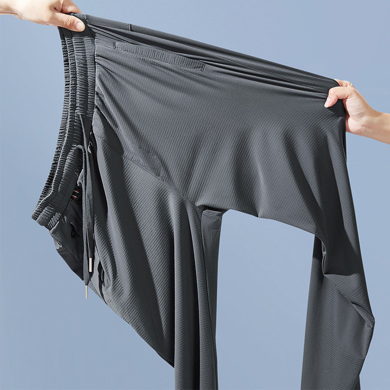 男裤夏季薄款弹力直筒休闲长裤灰色运动裤宽松速干空调冰丝裤子男,男装,休闲裤,淘宝优惠券,粉丝福利购,淘宝优惠卷