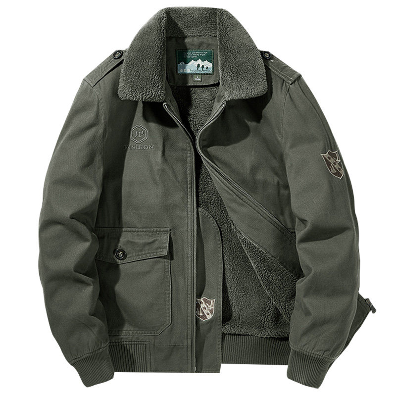 男士棉服加绒加厚冬季棉袄保暖飞行员夹克男装外套翻领棉衣男潮流