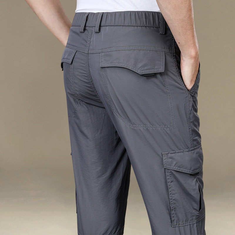 户外薄款大码多口袋直筒休闲裤