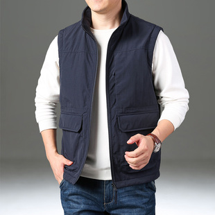马甲男春秋冬加绒双面穿多袋背心抓绒坎肩外套大码 摇粒绒马夹 工装