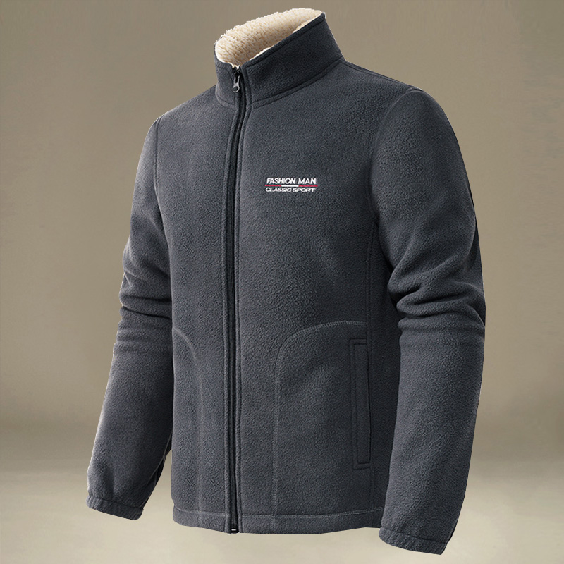 新款抓绒卫衣男加绒加厚开衫摇粒绒外套男冲锋内胆男士秋冬季上衣