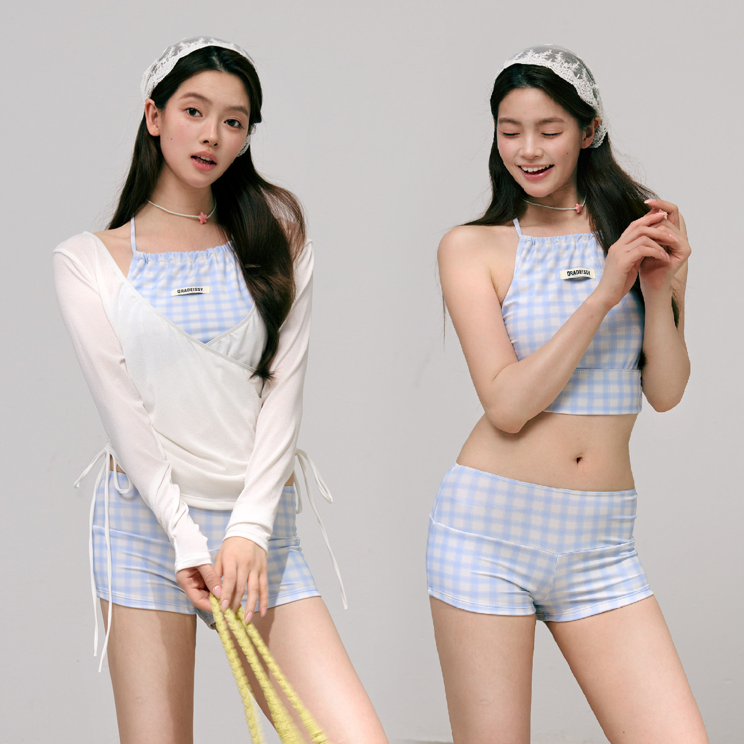 长袖外套+温泉比基尼泳衣三件套