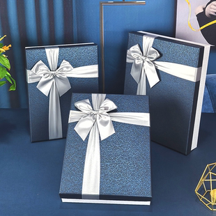礼盒空盒简约蓝色礼物盒衣服围巾相框包装盒创意装睡衣礼品盒定制