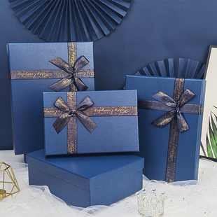 仪式感礼物盒简约蓝色礼品盒创意礼盒空盒生日衣服围巾包装盒定制