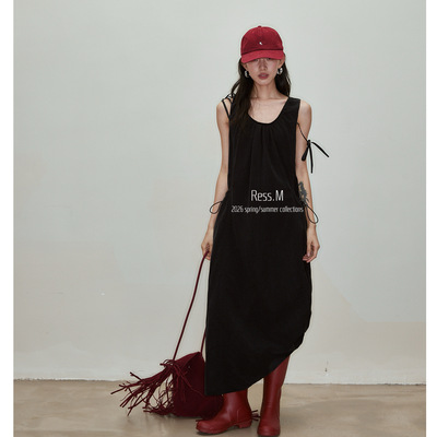 韩版中长款口袋收腰不装款连衣裙