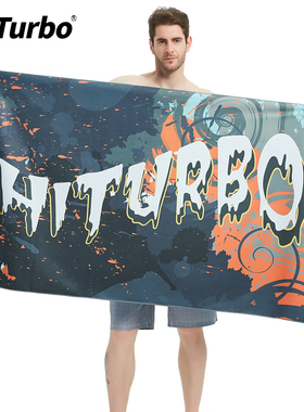 Hiturbo大尺寸沙滩浴巾毛印花速干户外运动吸水游泳女防晒海泰博