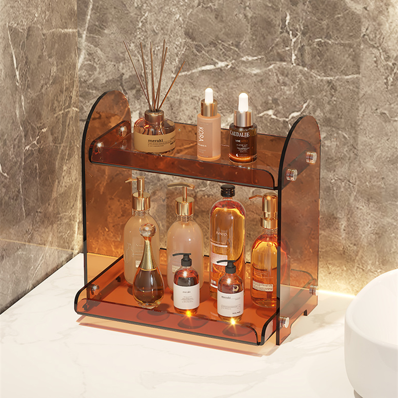 洗漱台化妆品置物架台面卫生间浴室轻奢风亚克力多层桌面收纳盒子
