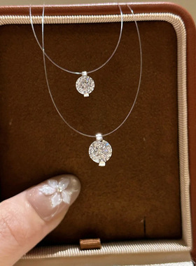 鱼线单钻项链女 轻奢小众设计感锁骨链 简约百搭不掉色锆石吊坠