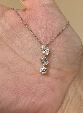 法式轻奢三生石锆石项链女不规则闪钻吊坠高级感颈链配饰