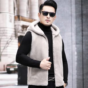 海宁男士新款双面穿休闲时尚背心马甲连帽保暖男款立领短款纯色男