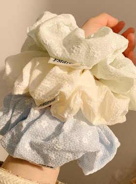 田园风小碎花蓝色大肠发圈女新款法式低马尾大号发饰头绳