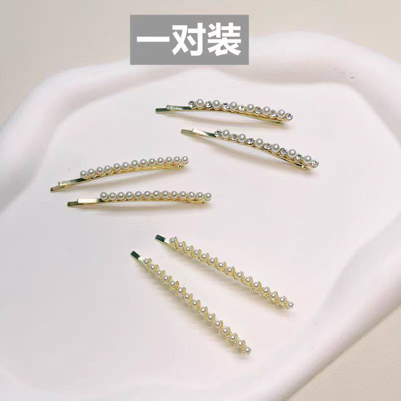 日韩网红珍珠一字发夹ins爆款