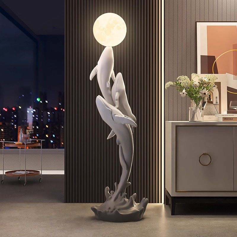 创意轻奢鲸鱼落地灯摆件