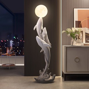 创意轻奢鲸鱼落地灯摆件客厅电视柜沙发旁玄关装 饰品乔迁新居礼品