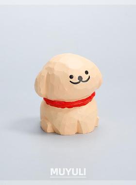 手工木雕金毛丨电脑桌面摆件小黄狗可爱工位装饰圣诞节生日礼物