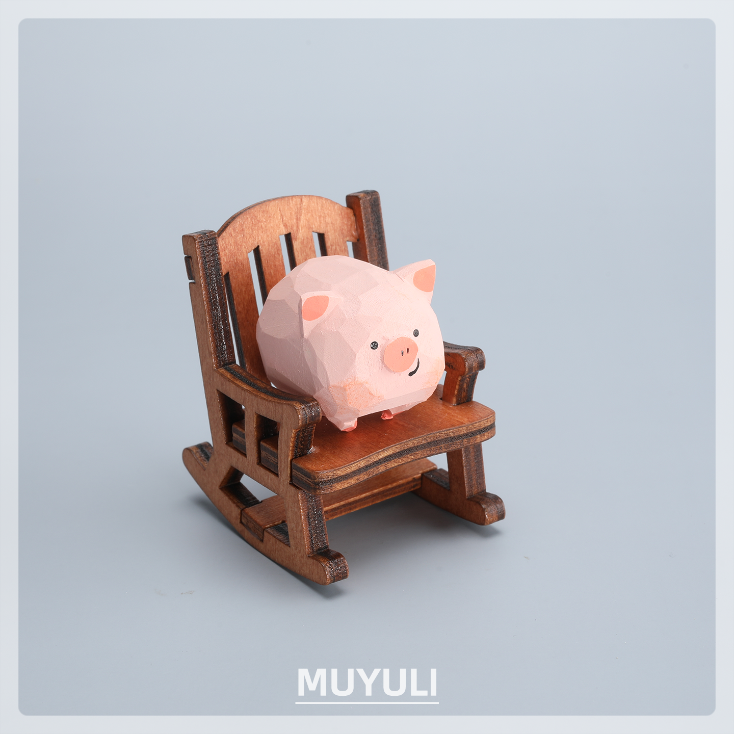 手工木雕小猪丨摆件可爱治愈情绪解压电脑桌面摆件生日圣诞节礼物