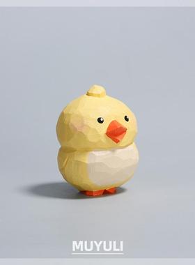 手工木雕小鸡丨摆件电脑桌工位治愈情绪装饰圣诞节情人节礼物女