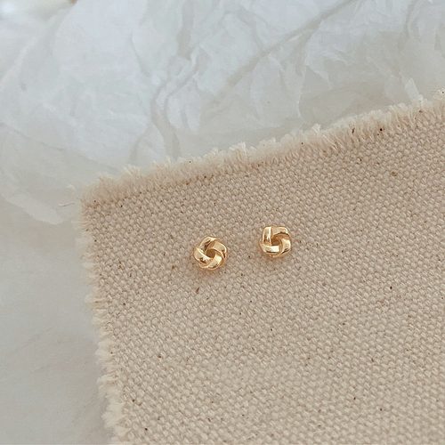 奥特莱斯折扣官网撤柜清仓捡漏18K金镂空小麻花耳钉outlets女配饰