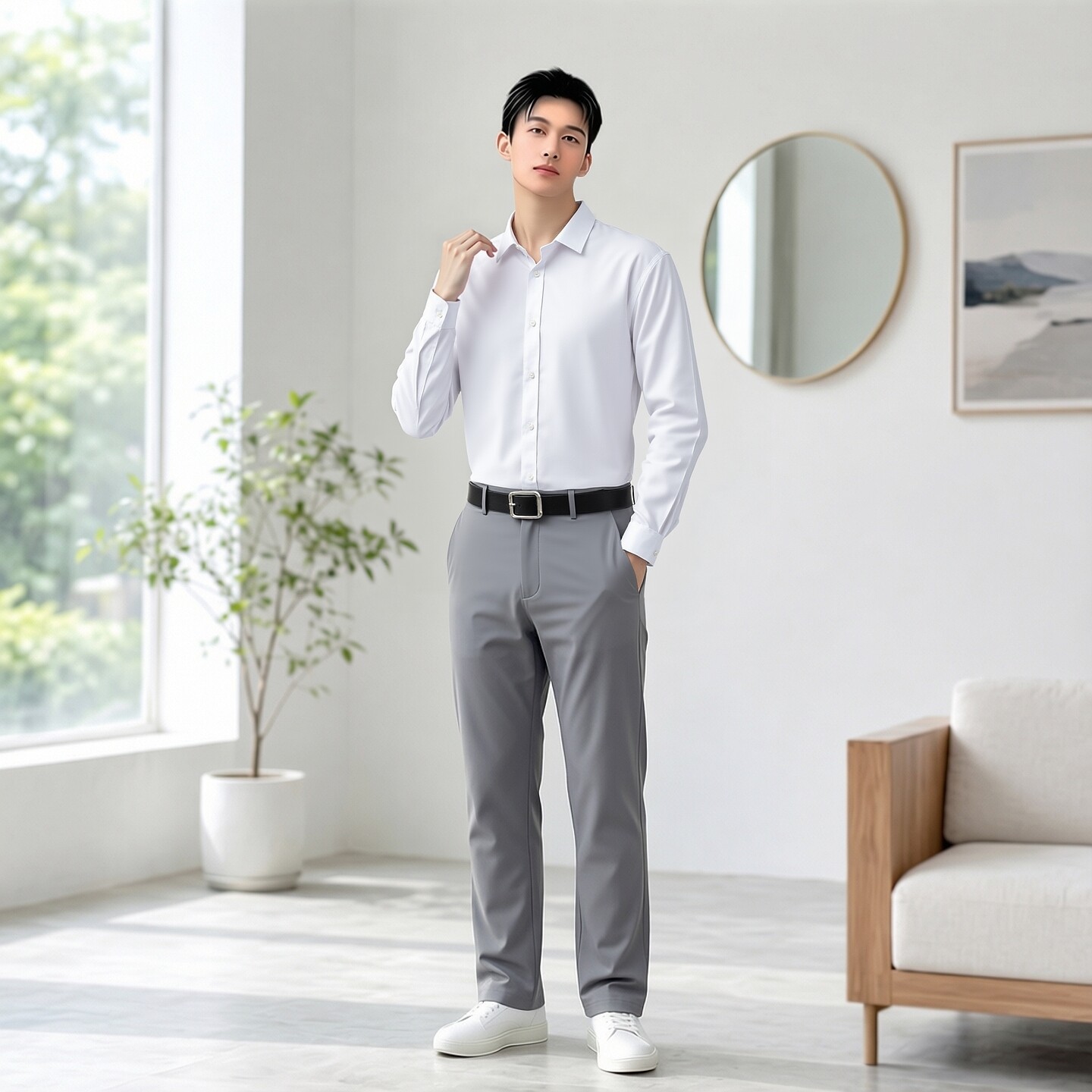 纯棉免烫商务男士长袖衬衫