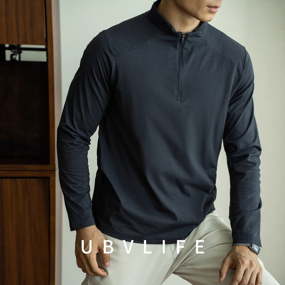德绒半拉链内搭打底衫男秋冬季纯色可外穿长袖t恤半高领正肩卫衣