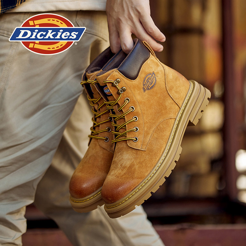 Dickies马丁靴男款2026新款冬季男鞋加绒棉鞋真皮雪地靴男士靴子