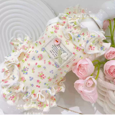 泰迪碎花裙宠物服饰马尔济斯约克夏比熊小狗狗冰丝木耳边连衣裙