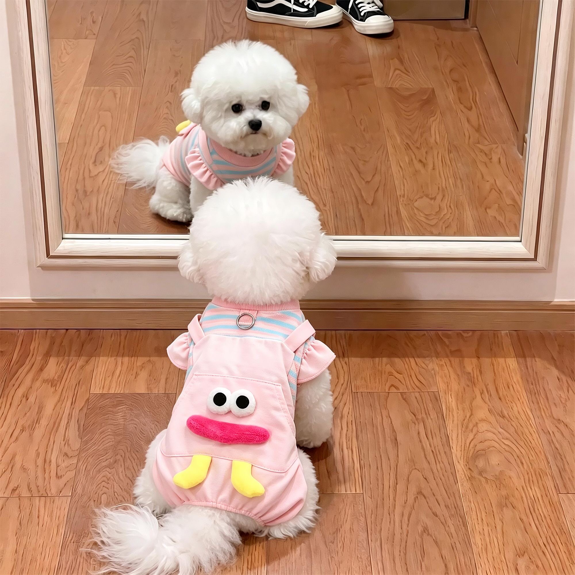 狗狗衣服秋冬款可牵引四脚衣宠物泰迪比熊保暖防掉毛小型犬打底衫