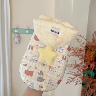 宠物猫狗秋冬款加厚保暖棉衣外套无袖背心毛领帽子款可爱潮流服饰