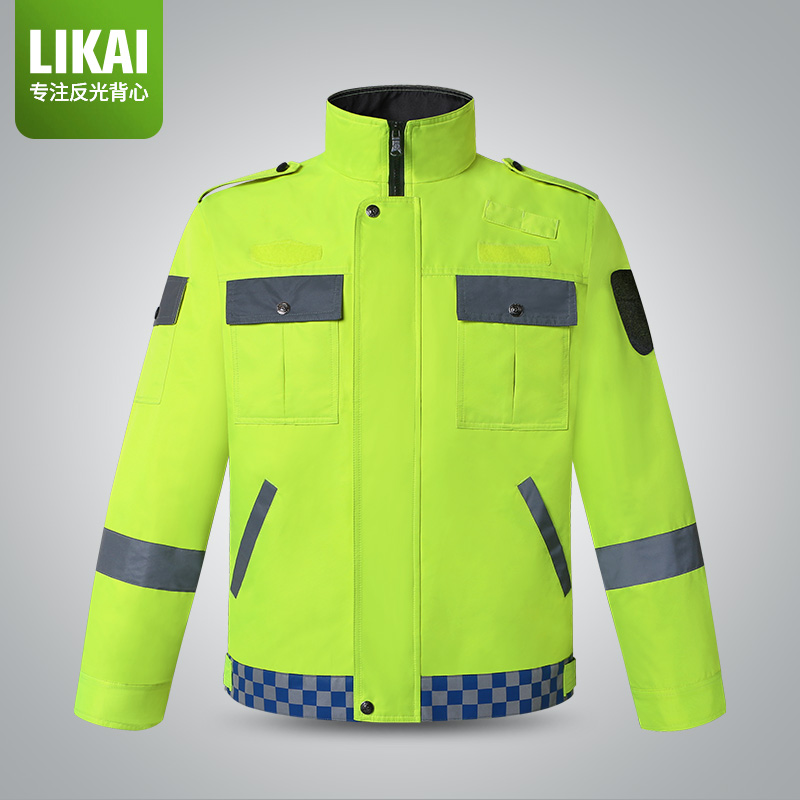 likai反光骑行机车服交通安全防护服荧光防水外套可印字