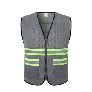 灰色中国建筑施工马甲背心反光安全服住建局安全纠察人员反光背心