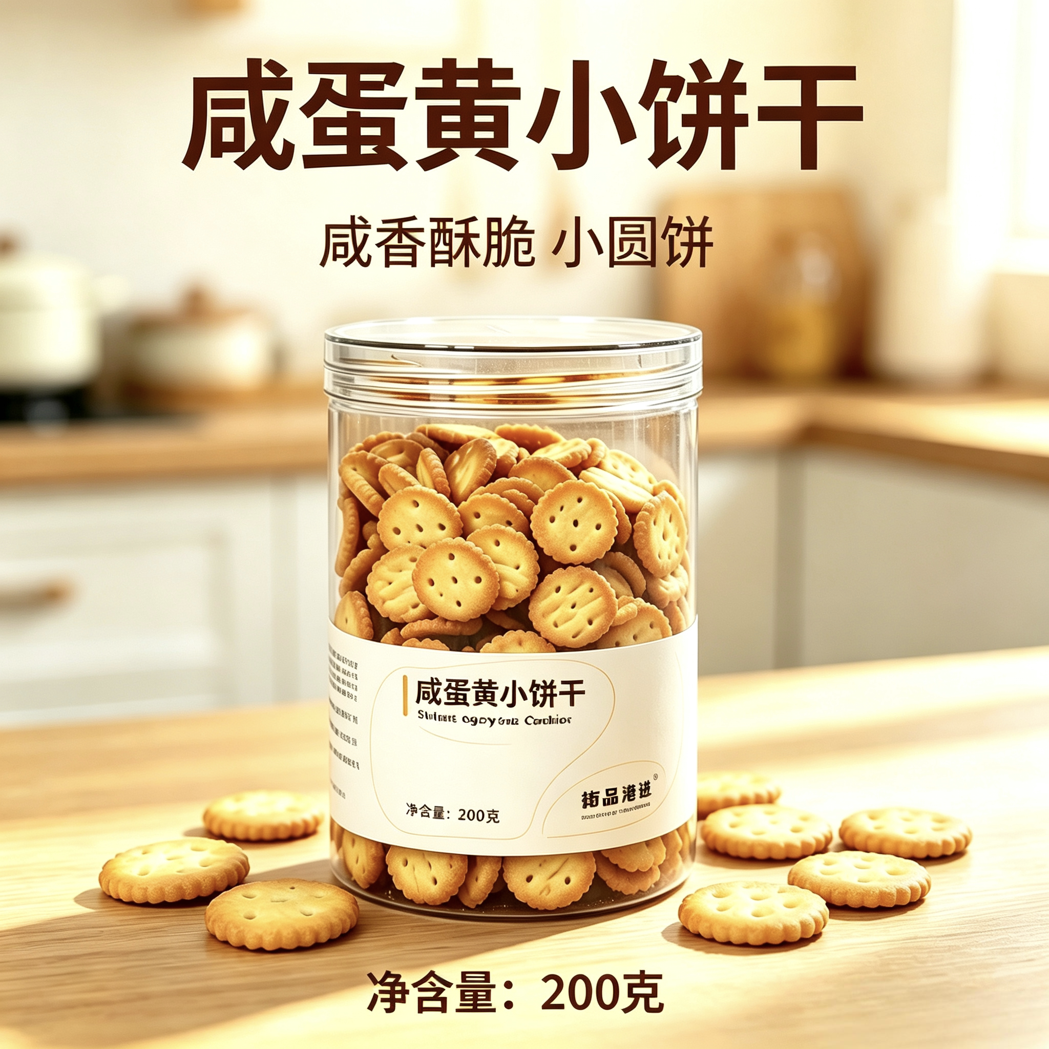 咸蛋黄薄脆酥脆饼干200g罐装 办公室宿舍解馋休闲零食小吃下午茶
