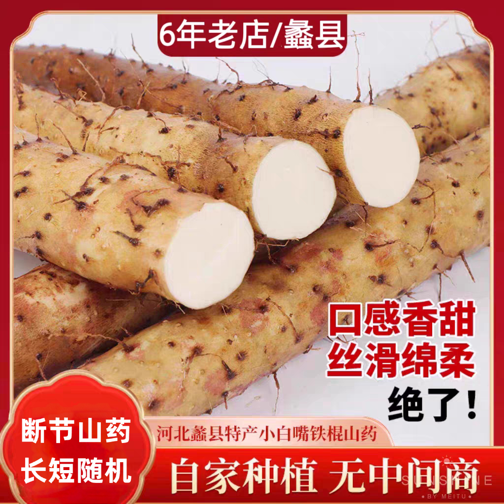 河北正宗小白嘴山药特产新鲜铁棍山药山药粉淮山药断节5斤包邮