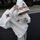 国潮美式高街北极星刺绣连帽卫衣男情侣款宽松潮牌加绒帽衫外套女