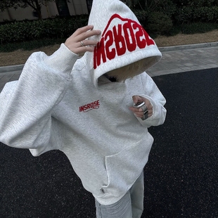 外套女潮 宽松纯棉帽衫 美式 高街毛巾刺绣加绒连帽卫衣男秋冬情侣装