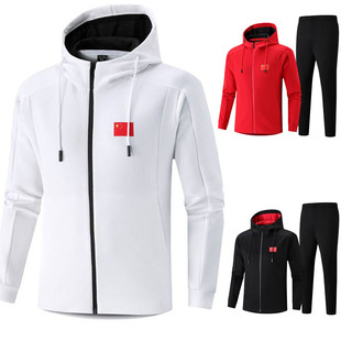 中国队连帽卫衣套装男女长袖外套武术跆拳道散打教练训练服两件套