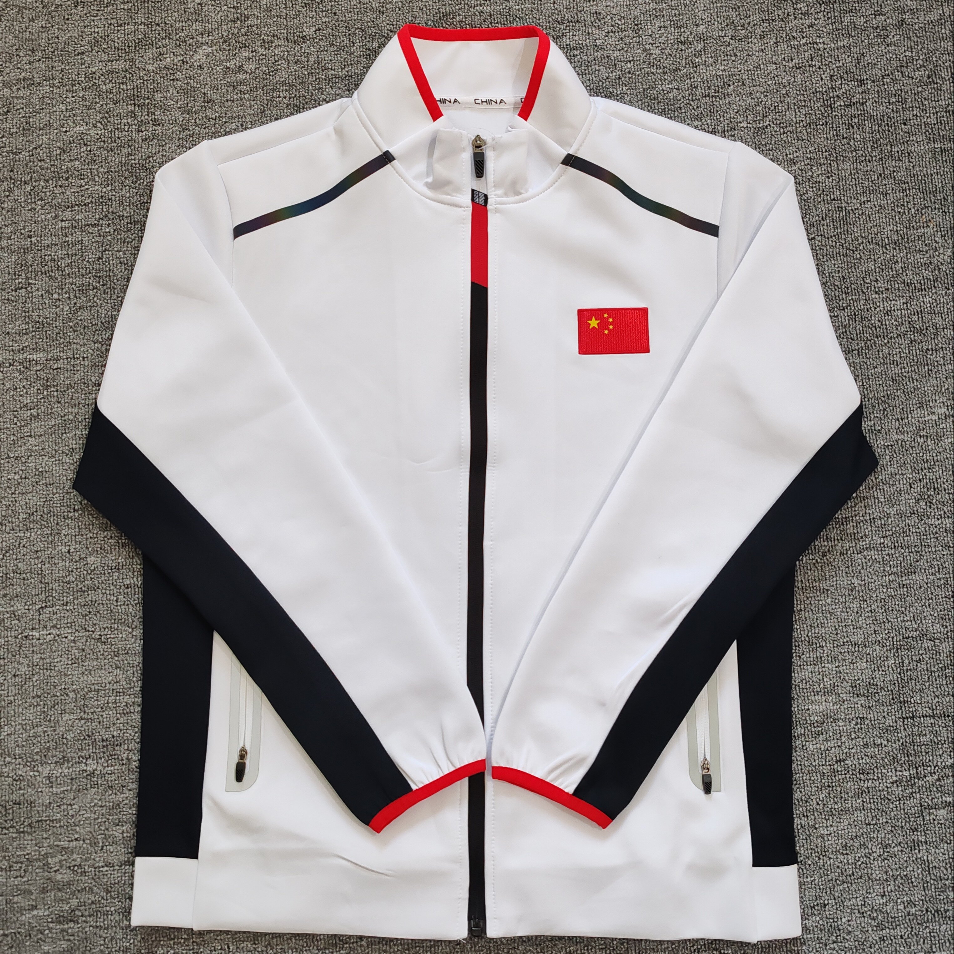 中国队体育生跑步训练服运动员比赛出场服夹克武术教练立领外套