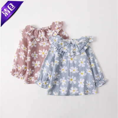 荷叶领花朵印花田园风清新娃娃衫
