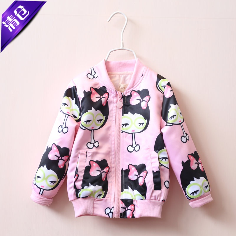 满印蝴蝶结小女孩休闲拉链衫外套