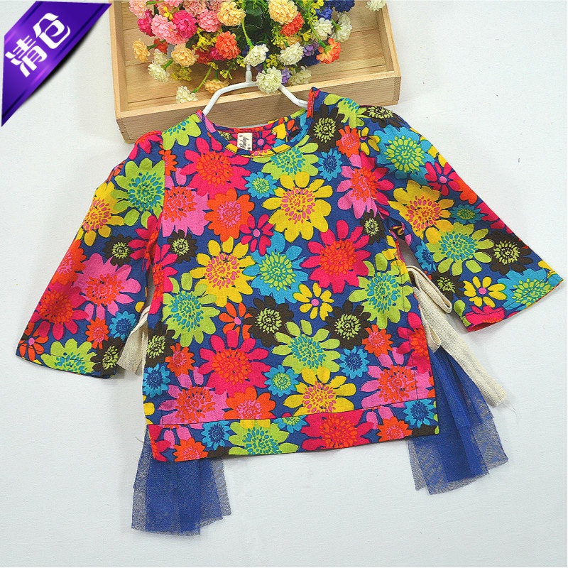 娃娃衫七分袖民族风蕾丝女童装