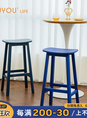 OYFE北欧实木吧台凳家y用简约高脚凳子酒吧椅子休闲吧椅