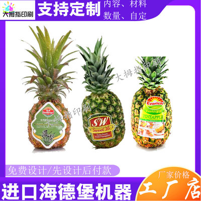 设计凤梨菠萝吊牌花生油挂牌定制酒瓶商标不干胶标签印刷西瓜贴纸