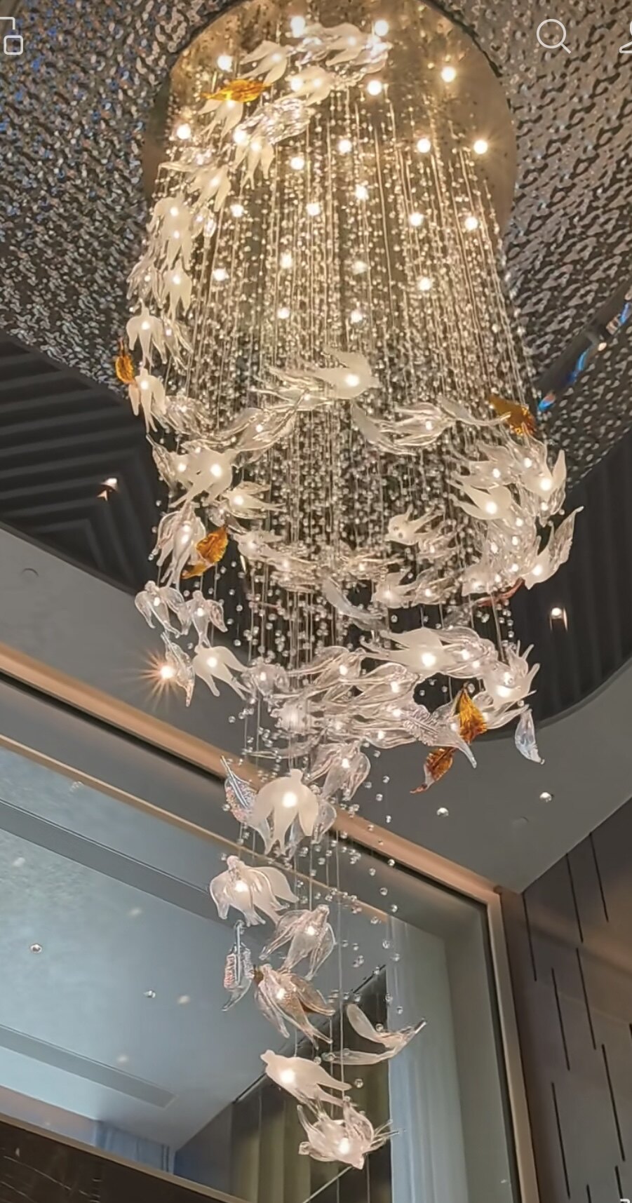现代艺术轻奢水晶玻璃大雁双螺旋吊灯餐厅酒店大堂工程吧台灯
