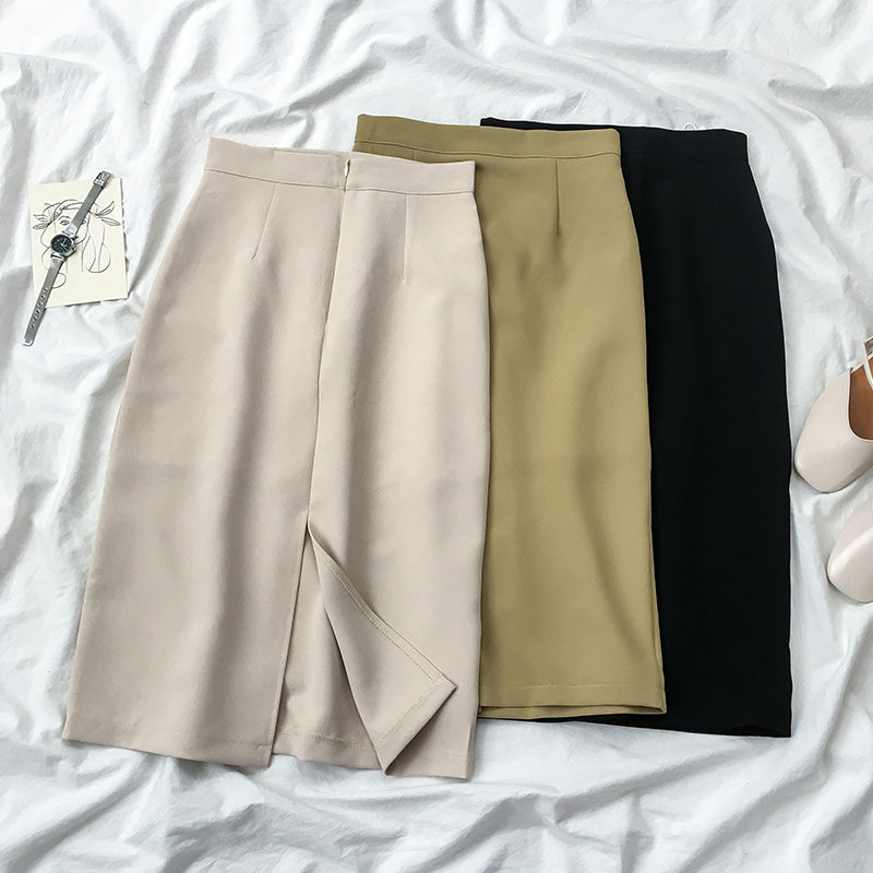 Solid Body A word skirt Light cooked 2020 summer Trend fashion temperament Mid length version chic Slit Skirtsin the Women's clothing/Boutique , Skirts  category - from Buy2taobao.com to provide professional Taobao agent buy service