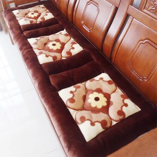 新款中式红木沙发坐垫老式木头三人位长座椅垫毛绒加厚可拆洗防滑