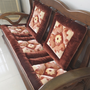 秋冬季红木沙发坐垫春秋椅老式实木木沙发垫子加厚座垫加厚毛绒垫